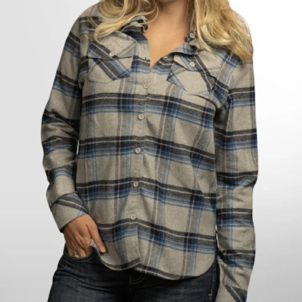 Ladies' Plaid Boyfriend Flannel Shirt Large